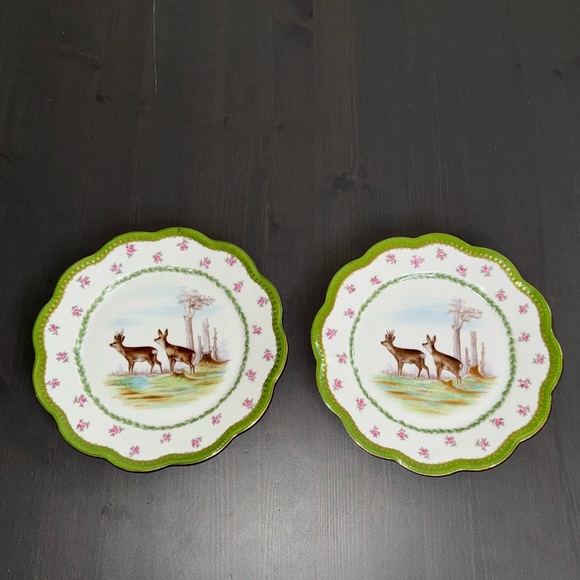 Vintage Limoges Bassett Austria Porcelain Hand Painted Game Cabinet Plate (Set) - Picture 4 of 7